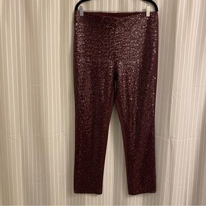 CHICO’S Juliet Sequin Front So-Slimming Ankle Pants size 10 Burgundy